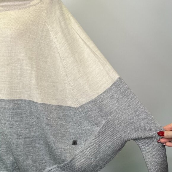SmartWool Nokoni Poncho Sweater Cowl Neck S/M Cream Gray Metallic Wool Blend - Picture 4 of 10
